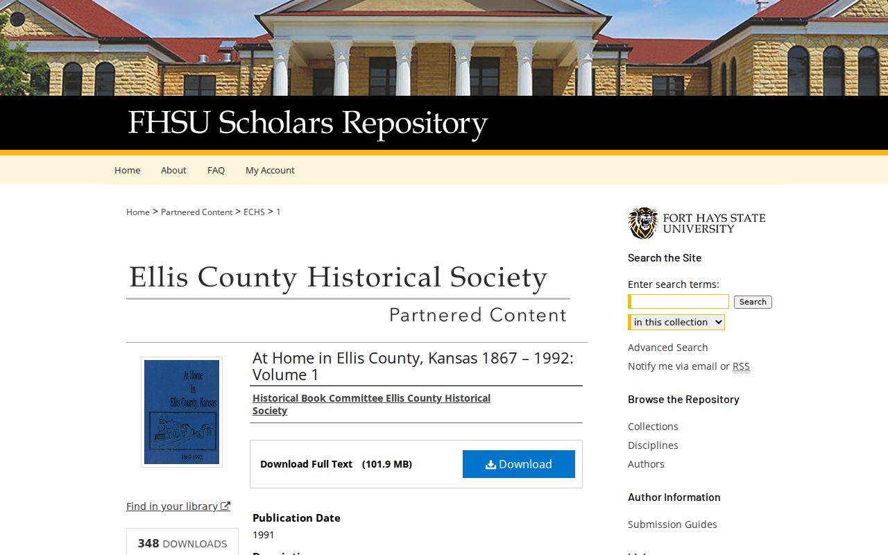 At Home in Ellis County local history collection for Hays address research