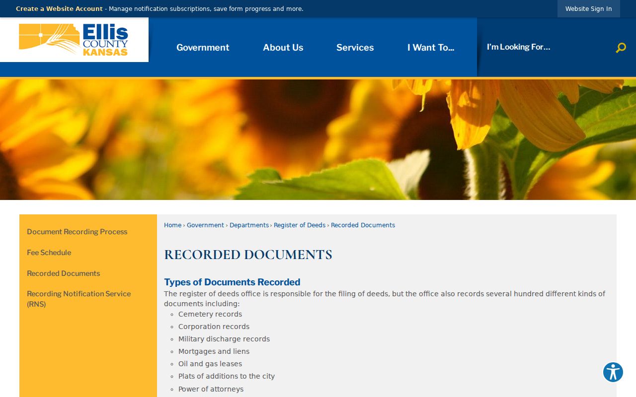Ellis County recorded documents page used for Hays address history