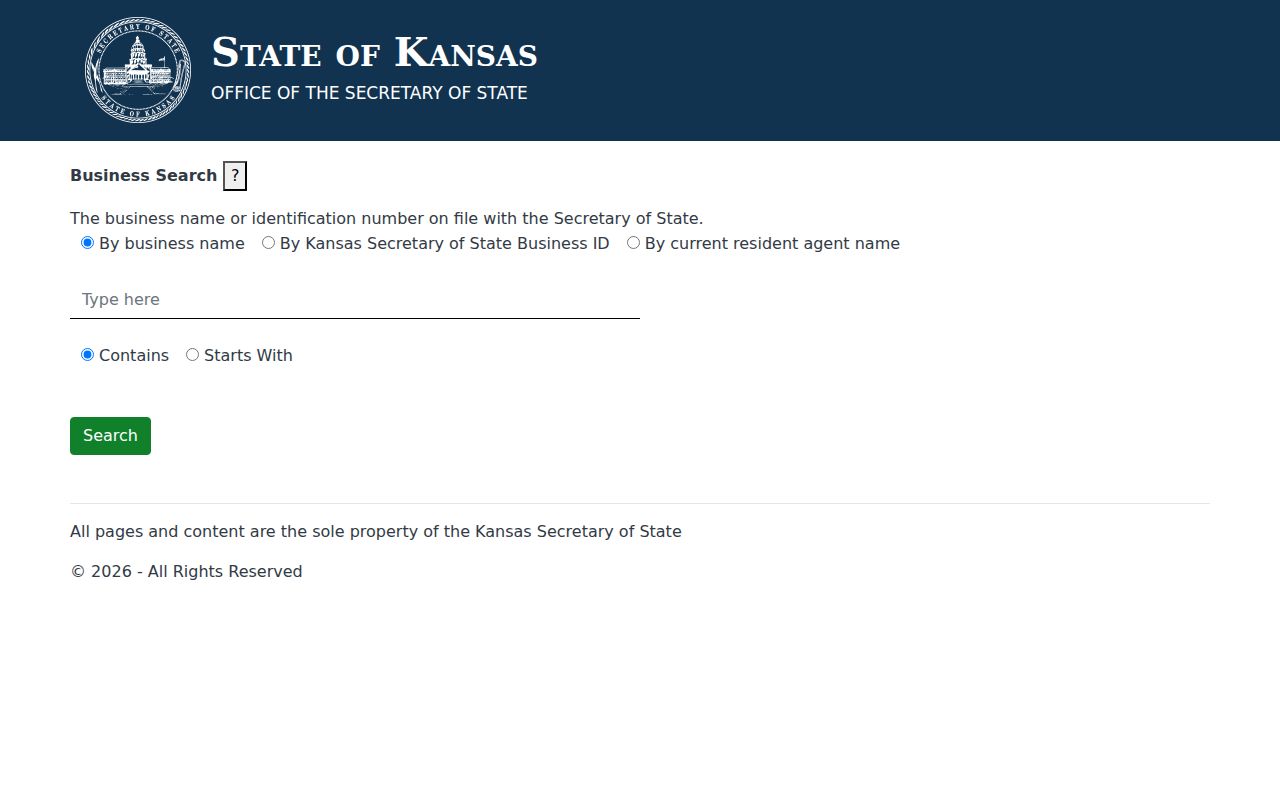 Kansas business entity search used to verify a public Hays business role