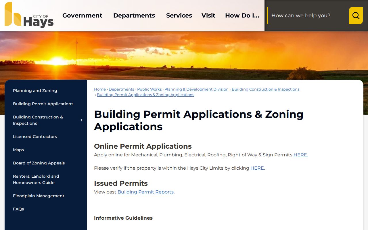 Hays building permit and zoning application record routes